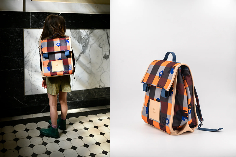 The HÄNSKA schoolbag and the MOIRE shopper made with SEAQUAL YARN